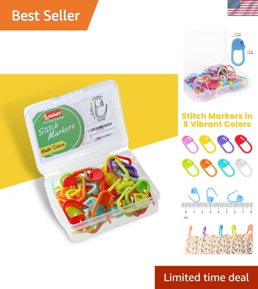 Easy-Locking 50-Pcs Plastic Stitch Markers - Versatile Knitting & Crochet Tools