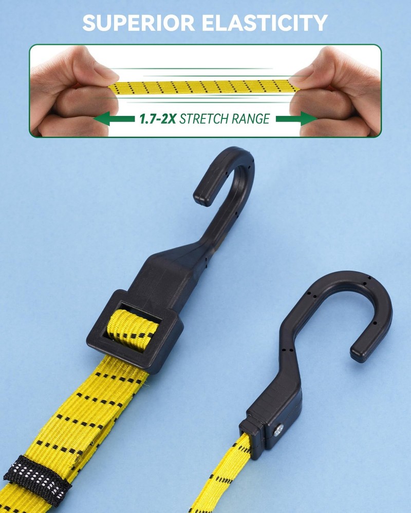 6PCS 48" Adjustable Bungee Cords Heavy Duty Straps