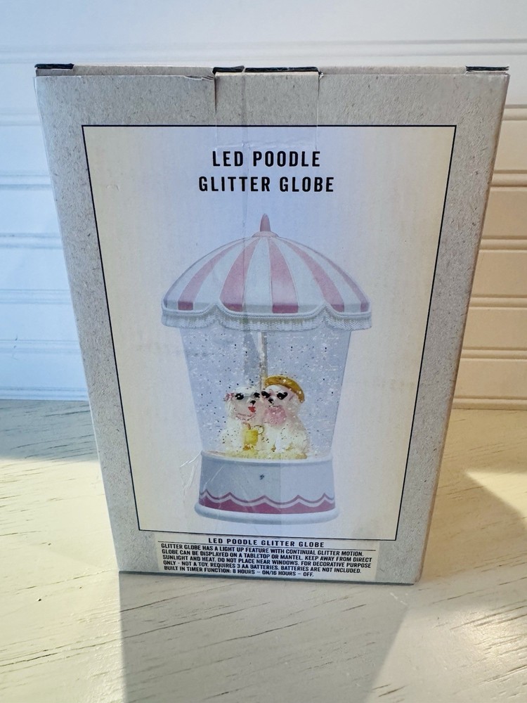 Cracker Barrel LED Poodle Glitter Globe