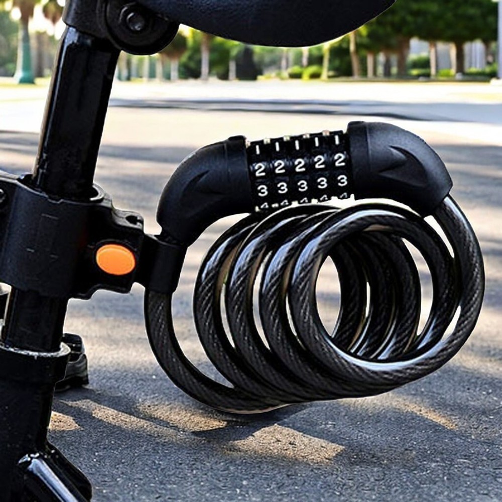 1 PC Black Bicycle Lock Cable Chain Lock 5 Digit Combination Password 40" Long