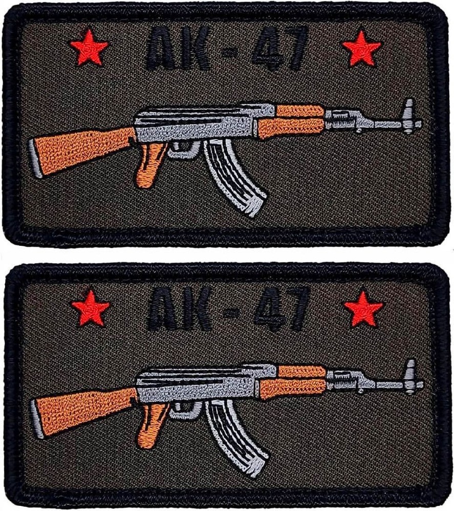 AK-47 Firearms Gun Embroidered Morale PATCH  | 2PC - Hook Backing 3.5"x 2"