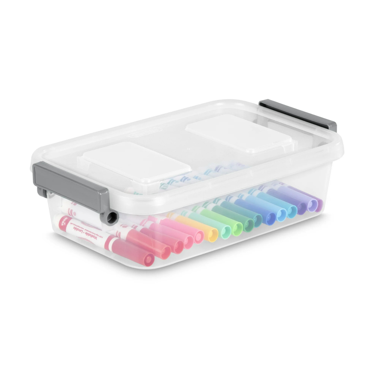 Sterilite 2.7 Qt. Modular Latch Box Plastic with Clear Base and Lid, Titanium