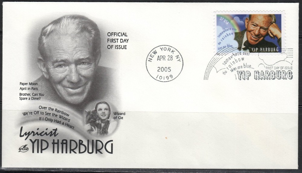 US Scott #3905 single FDC "Yip Harburg"