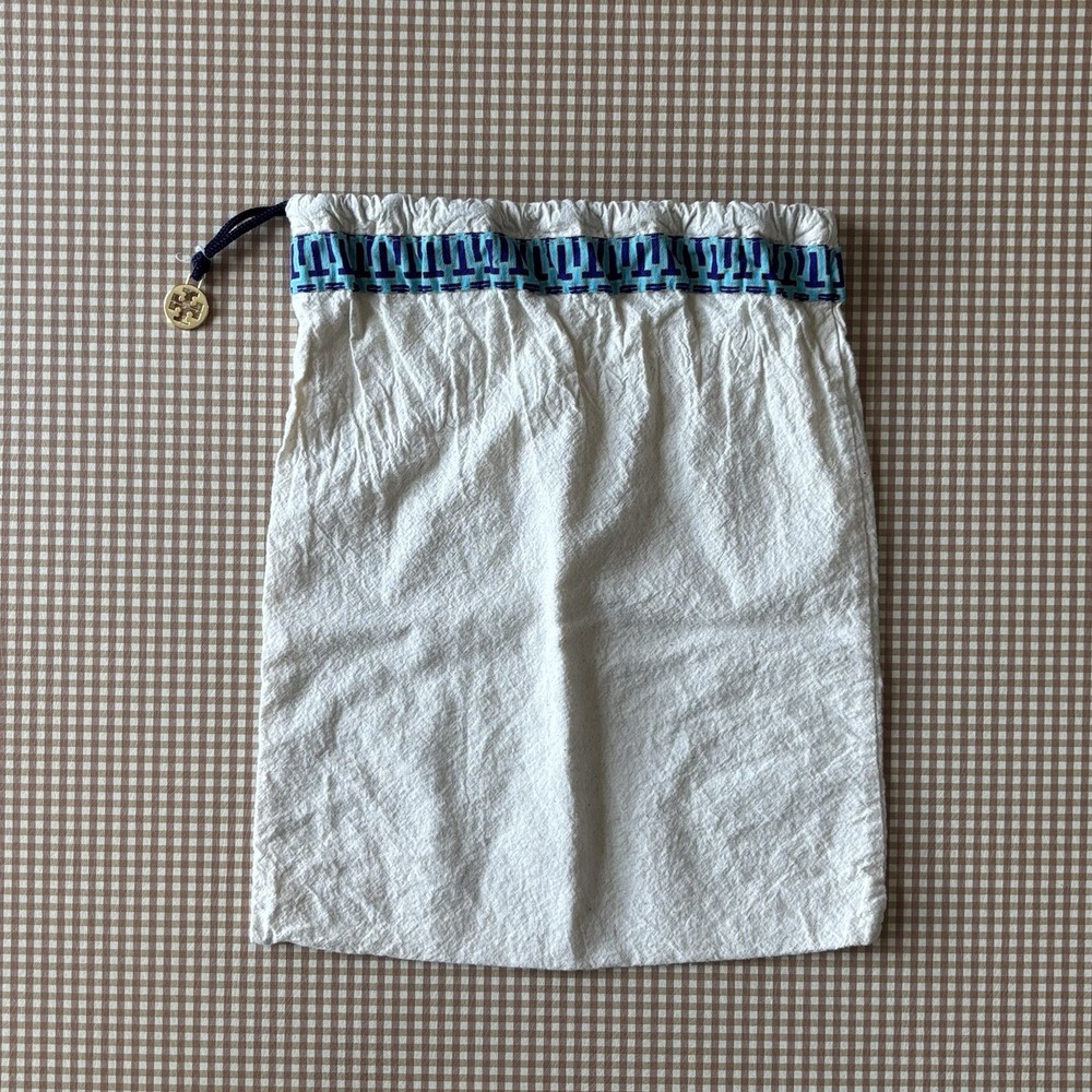 Tory Burch Dust Bag Medium Cotton Canvas Drawstring Storage Logo Charm