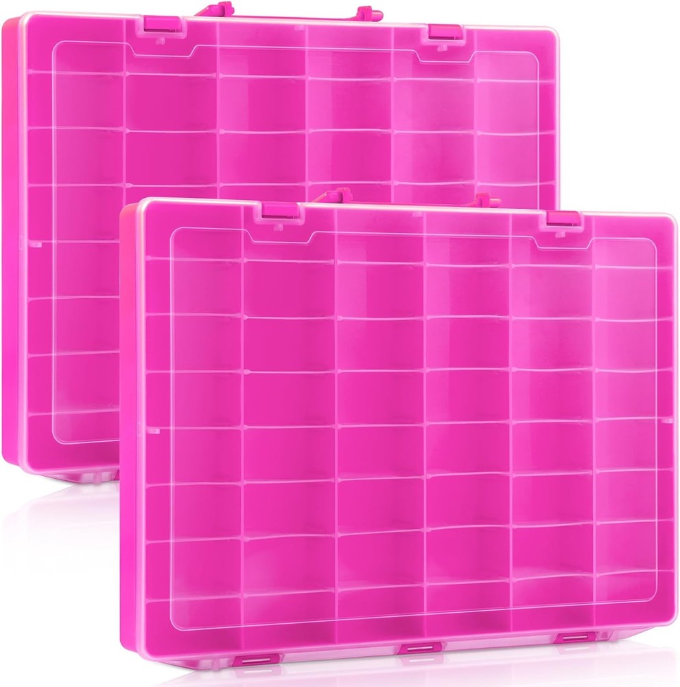 2 Pcs Large 48 Grids Plastic Storage Bead Organizer Box Tackle Box Compartment
