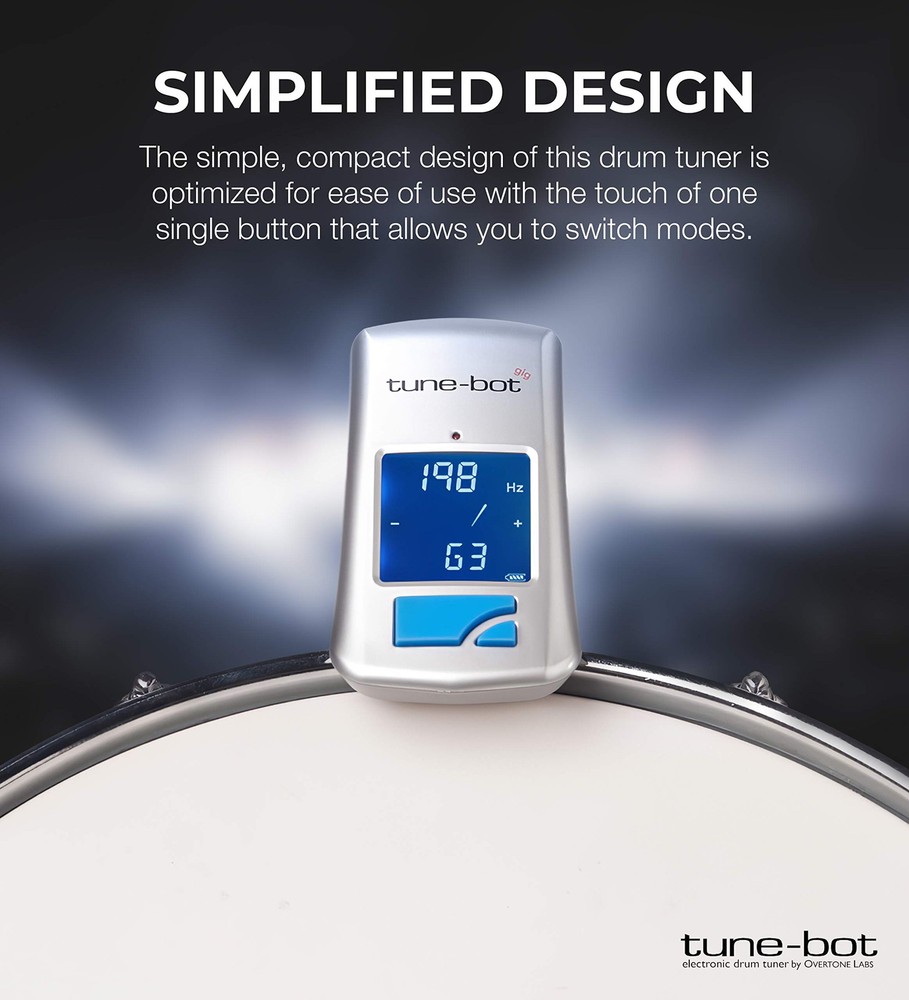 Tune-Bot Gig Clip-On Digital Drum Tuner with Backlit Einheitsgröße, Silber
