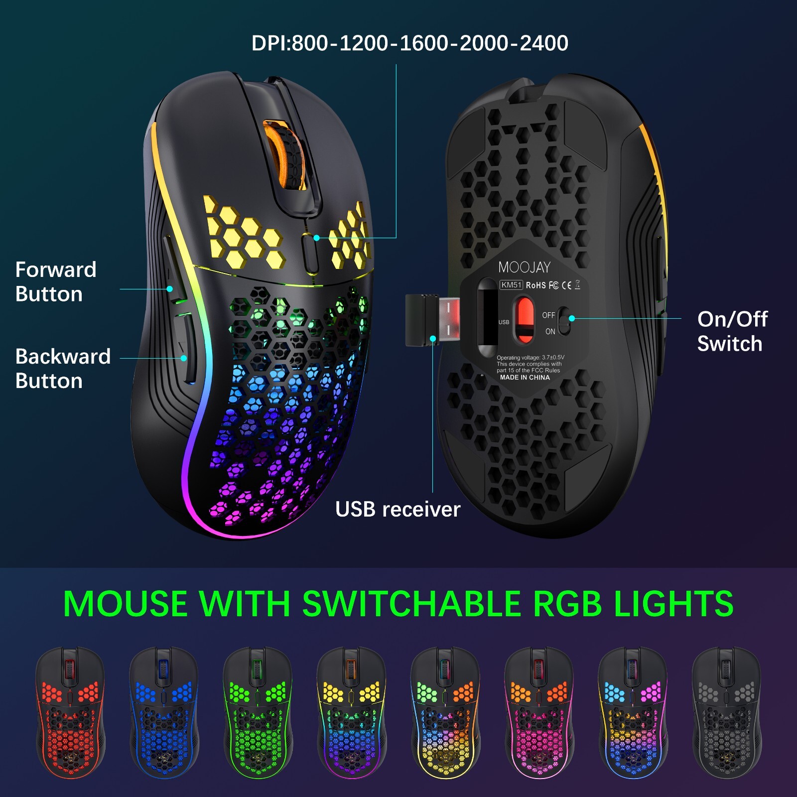 Rechargeable Wireless Keyboard and Mouse Gaming Combo Set RGB Backlit Light up
