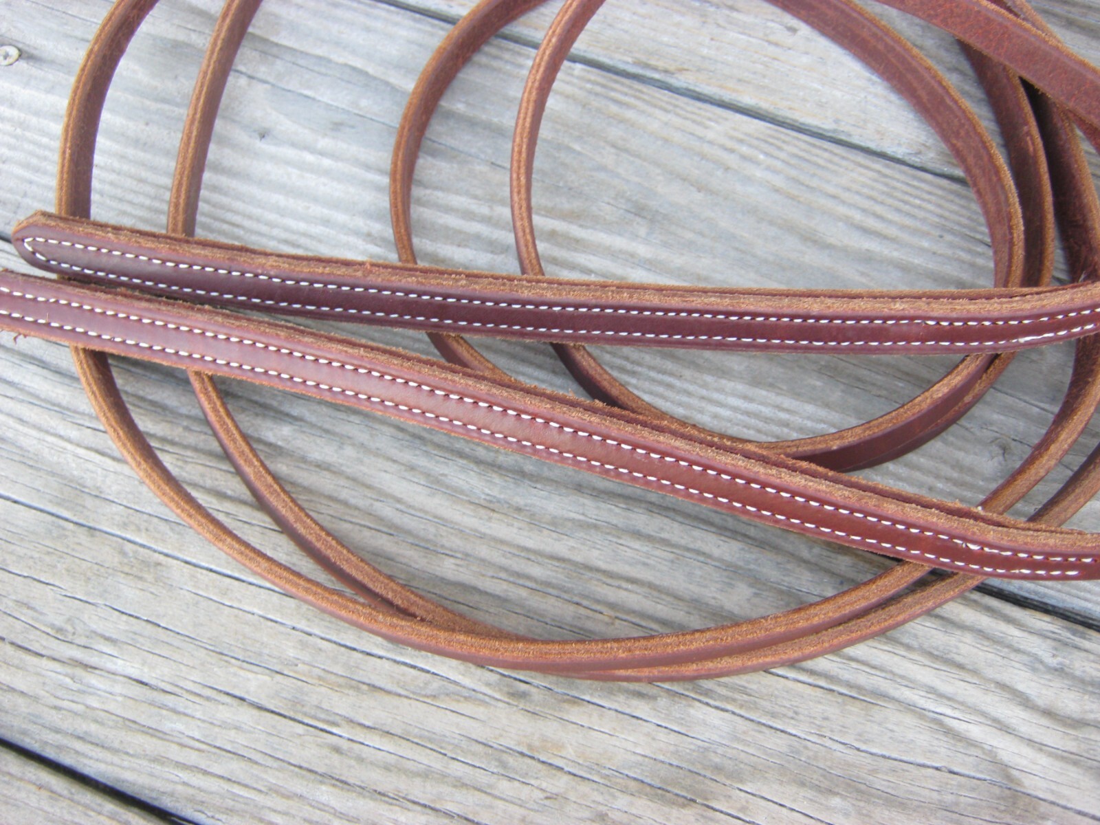 West 74 Double Stitched Harness Leather Weighted Split Reins 8' x 5/8"