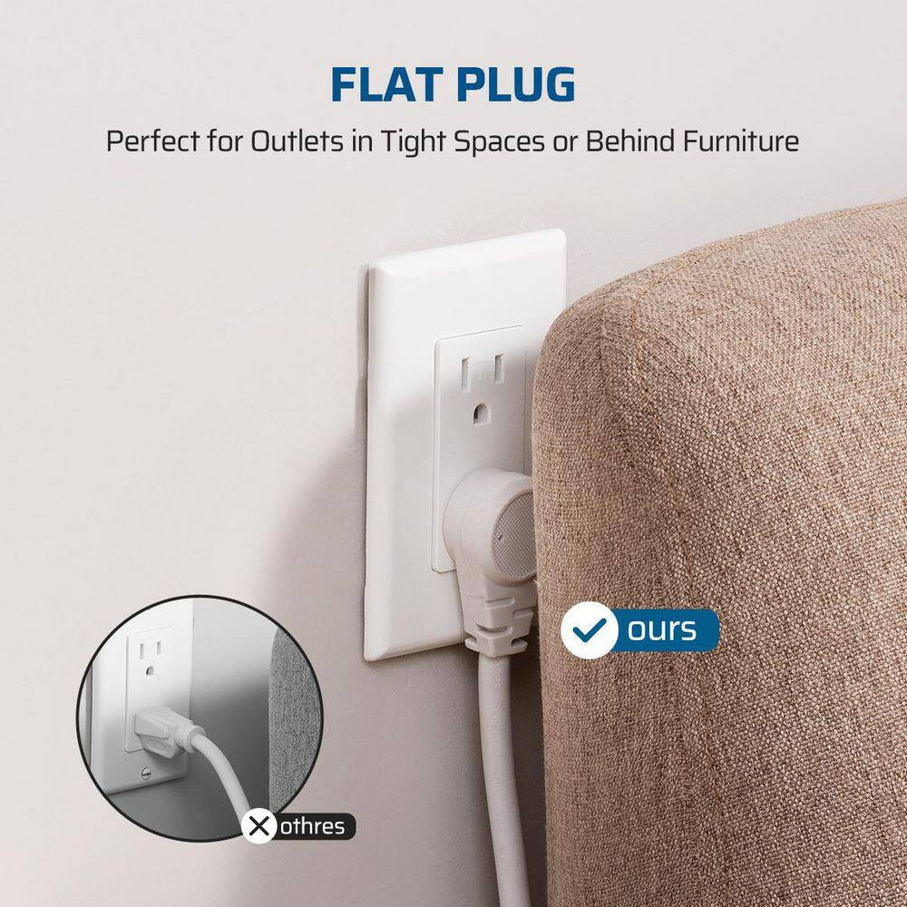 Mechanical Indoor Timer Power Strip with 8-Outlets, Countdown, Flat Plug, 6 Ft.