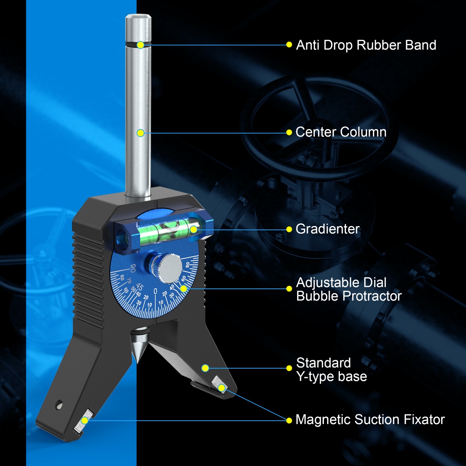 Pipe Marking Center Tool, Pipe Center Finder, Pipes 0.8in＆Above, Magnetic“Y”Base