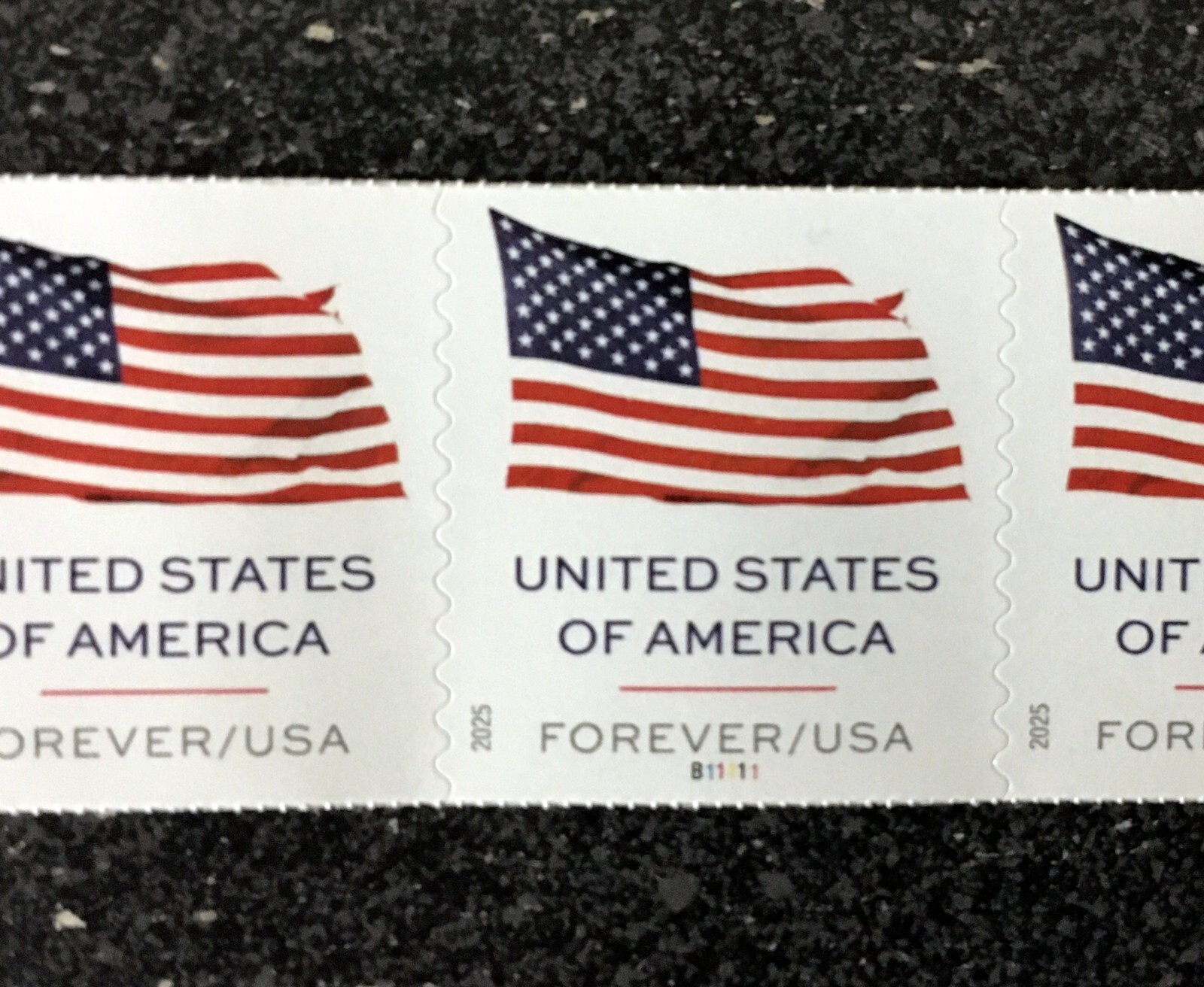 2025USA Forever US Flag - PNC Plate (#B11111) Coil Strip of 5 (BCA)
