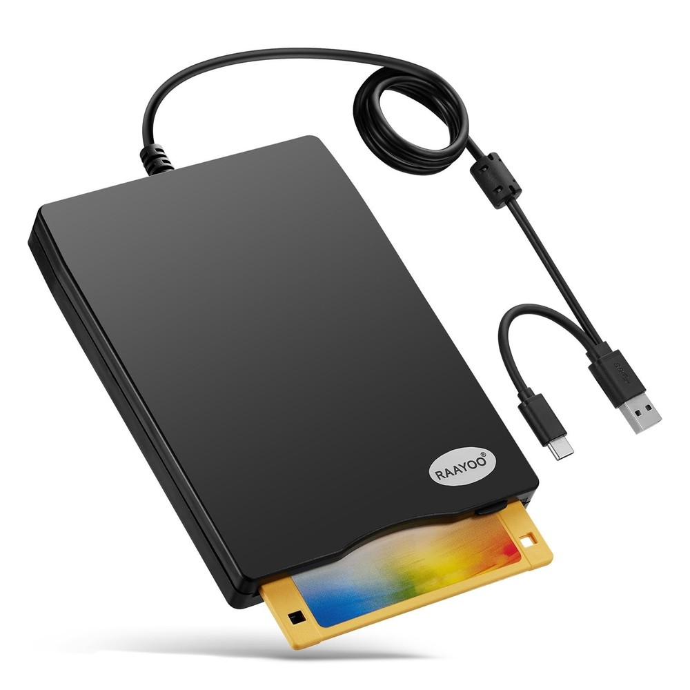 Portable USB Floppy Disk Reader - 3.5" 1.44MB Drive for PC & Laptop, Windows Com