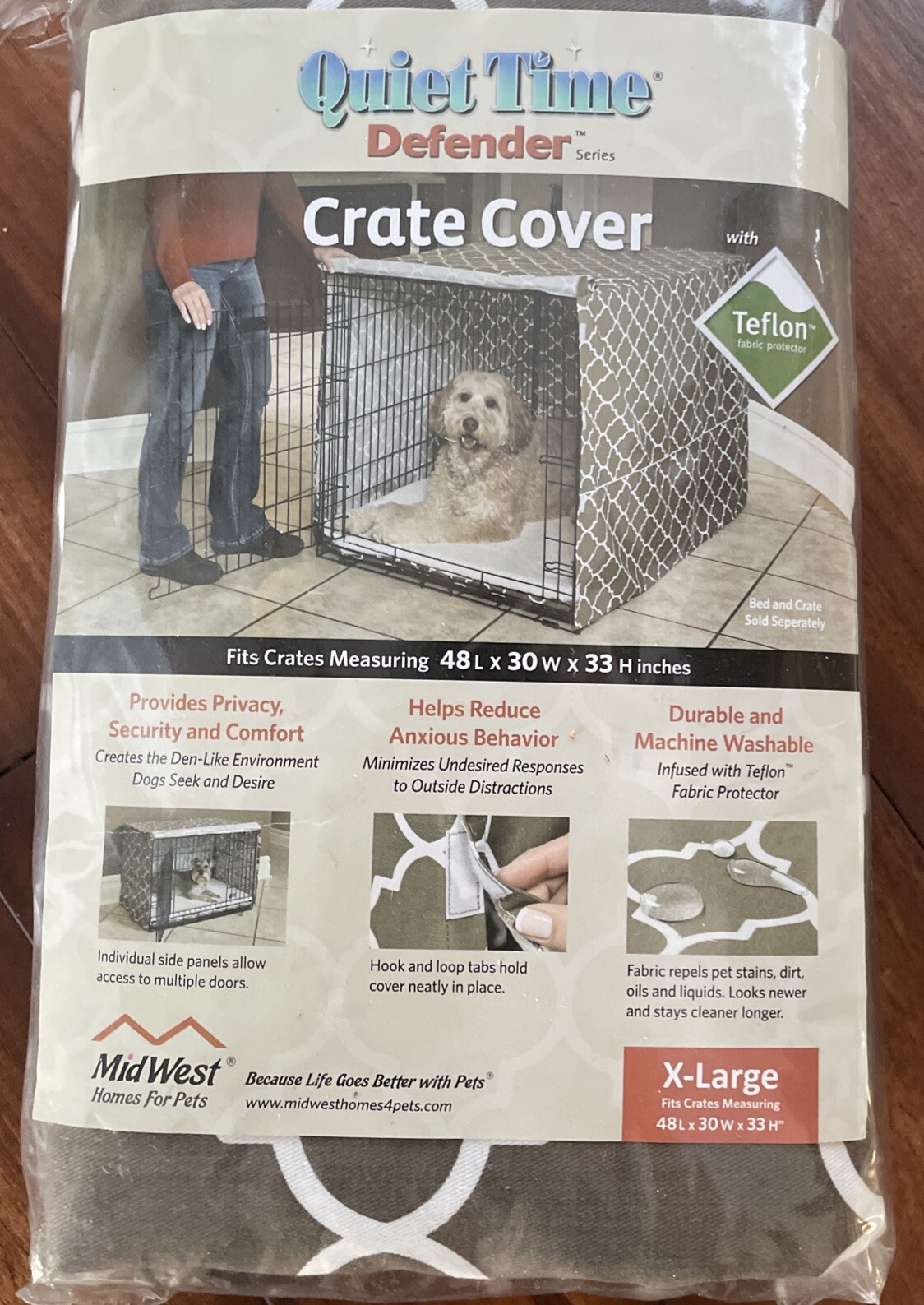 New Mid West Brown Quiet Time Crate Cover Privacy Pet Dog XL 48L x 30W x 33H