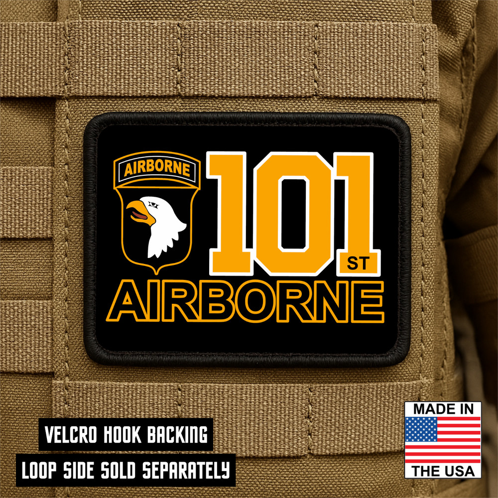 101st Airborne Div Tactical Morale Patch 2x3 Hook & Loop Printed/Embroidered