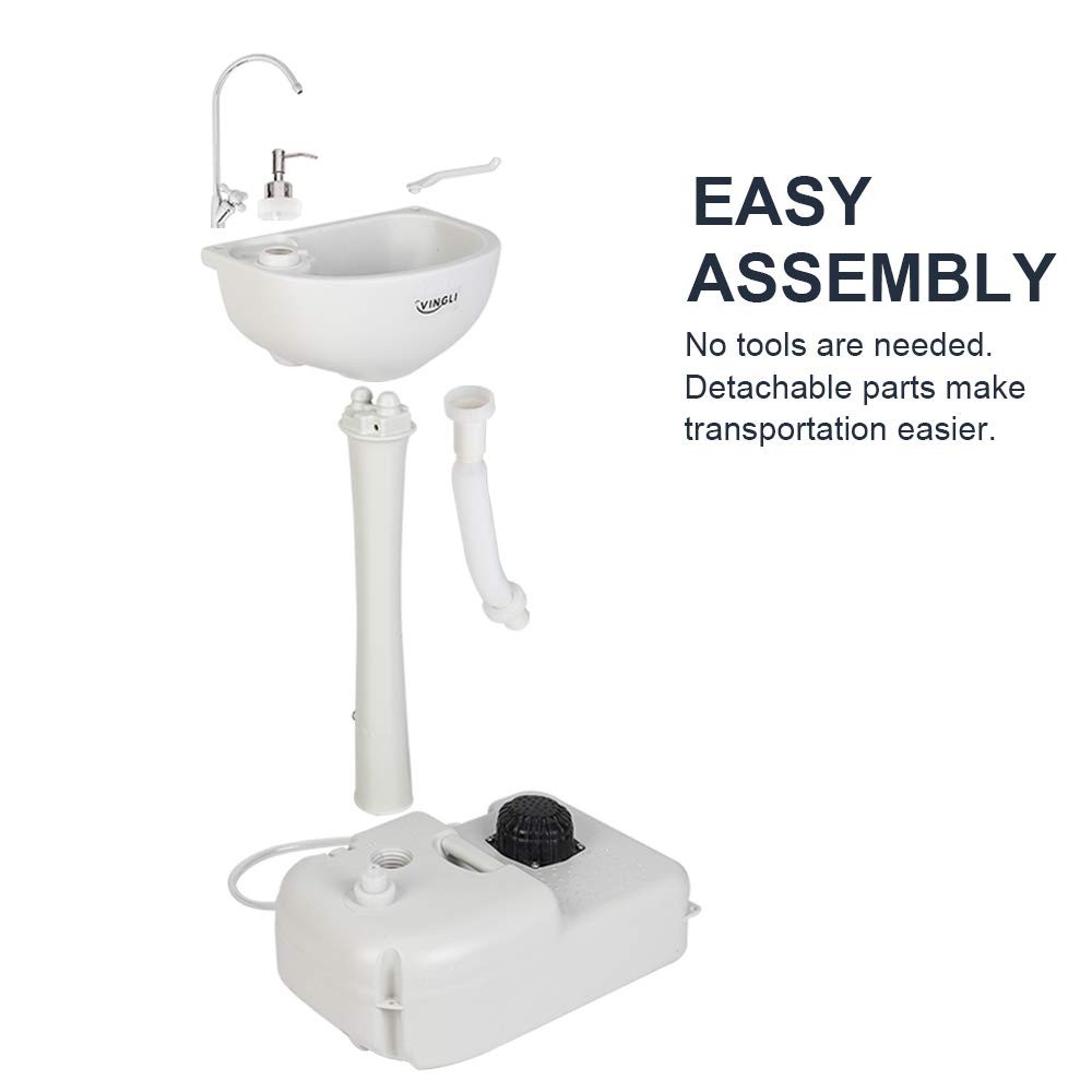 Portable Sink Rolling Hand Wash Basin with Towel Holder Soap Dispenser Wheels