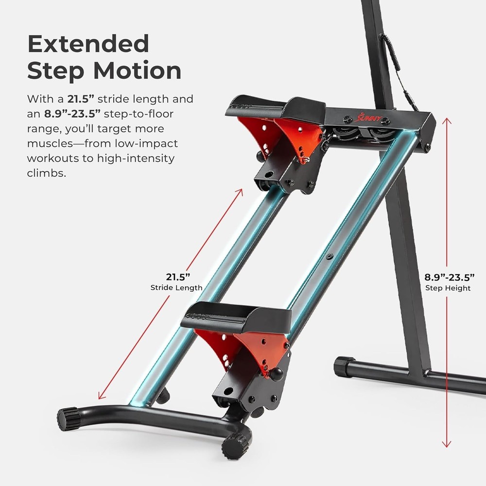 Smart Foldable Stair Stepper with Adjustable Handlebar & SunnyFit App Connection