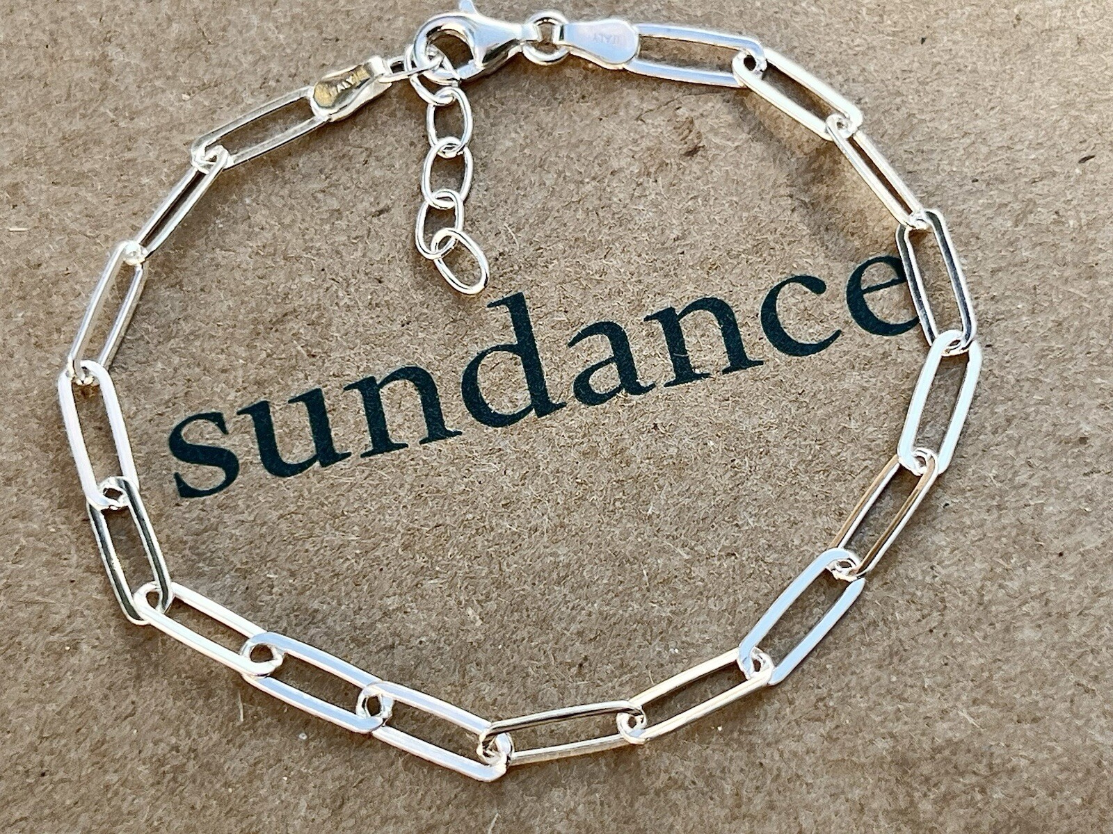 NEW $128 Sundance 7-8" Adjust. Sterling Silver Italy Paperclip 925 Link Bracelet