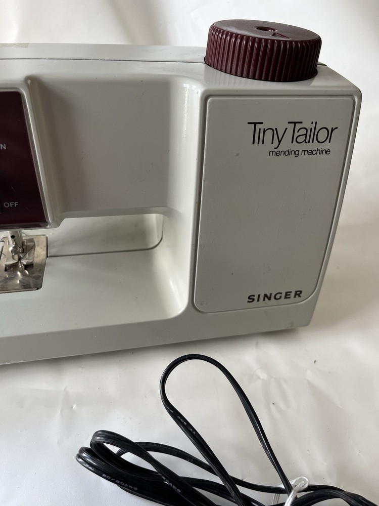 Vintage Singer Tiny Tailor Grey And Maroon Sewing Machine, Works!