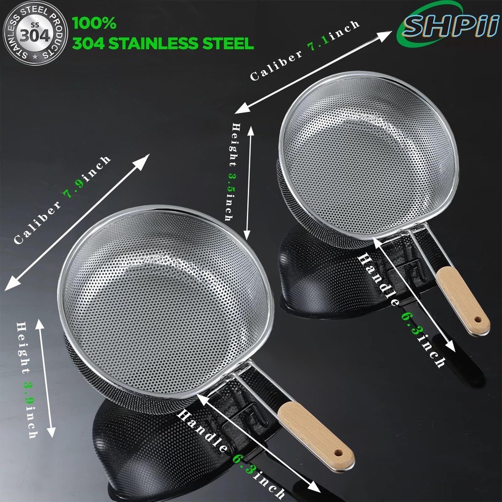 304 Stainless Steel Strainer Basket with Self-Draining Solid Base Ideal for k...