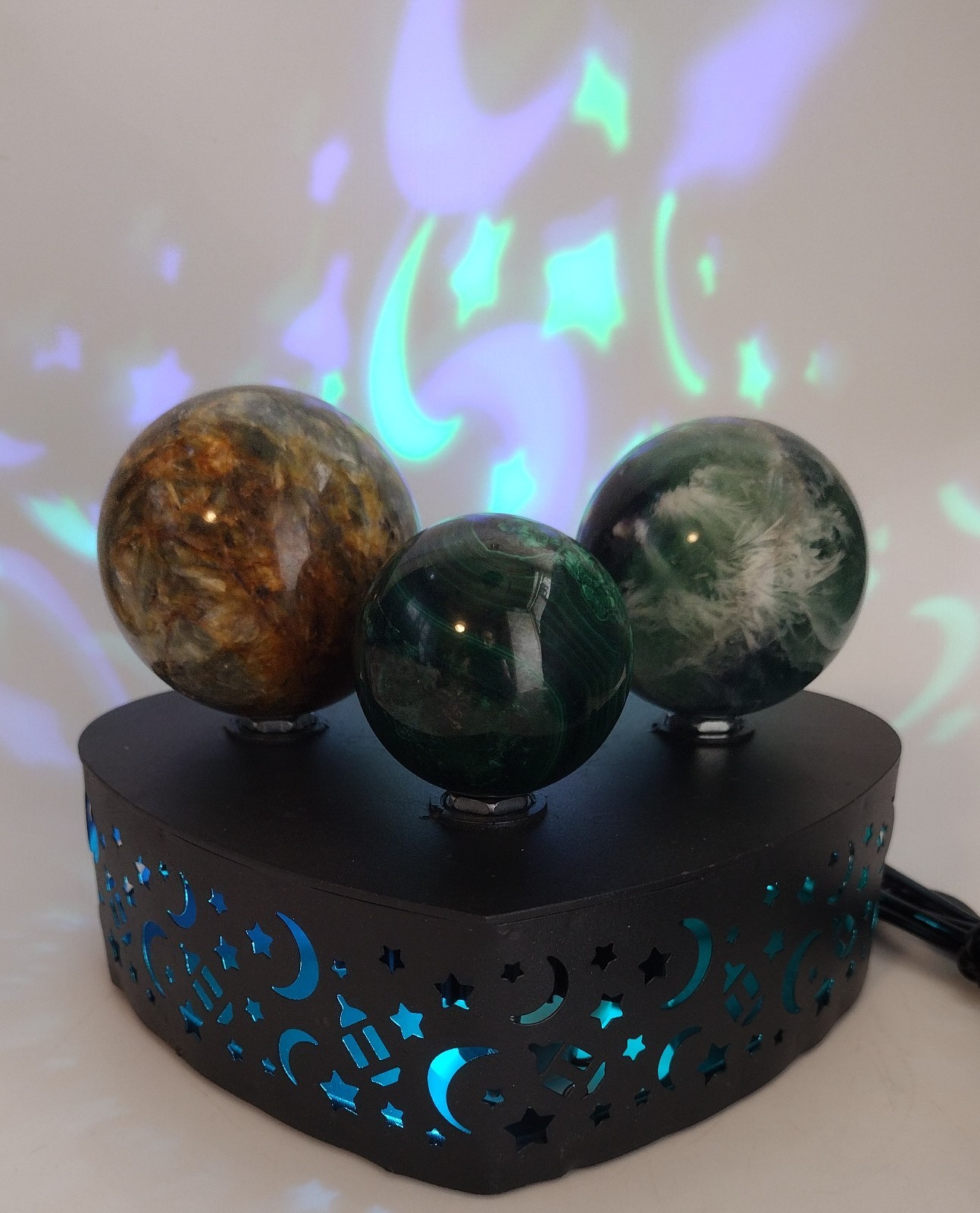 USB Rotating LED Crystal Sphere Stand Crystal Ball Display Base Color Changing