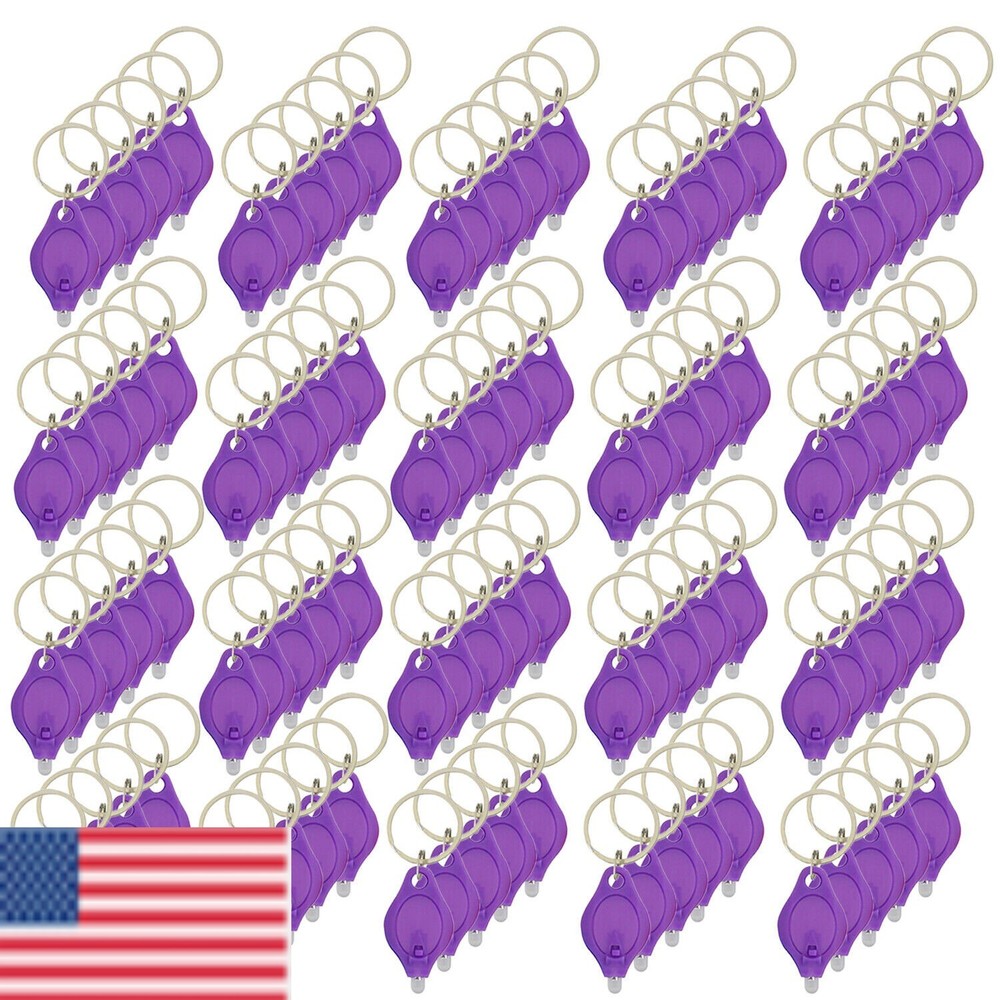 20/50PCS UV Mini Keychain LED Flashlight Key Ring Light Torch Black Light Torch
