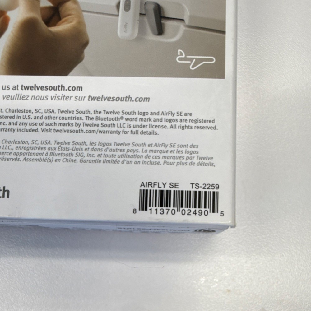 Twelve South AirFly SE Bluetooth Wireless Transmitter White TS-2259 3.5mm Jack