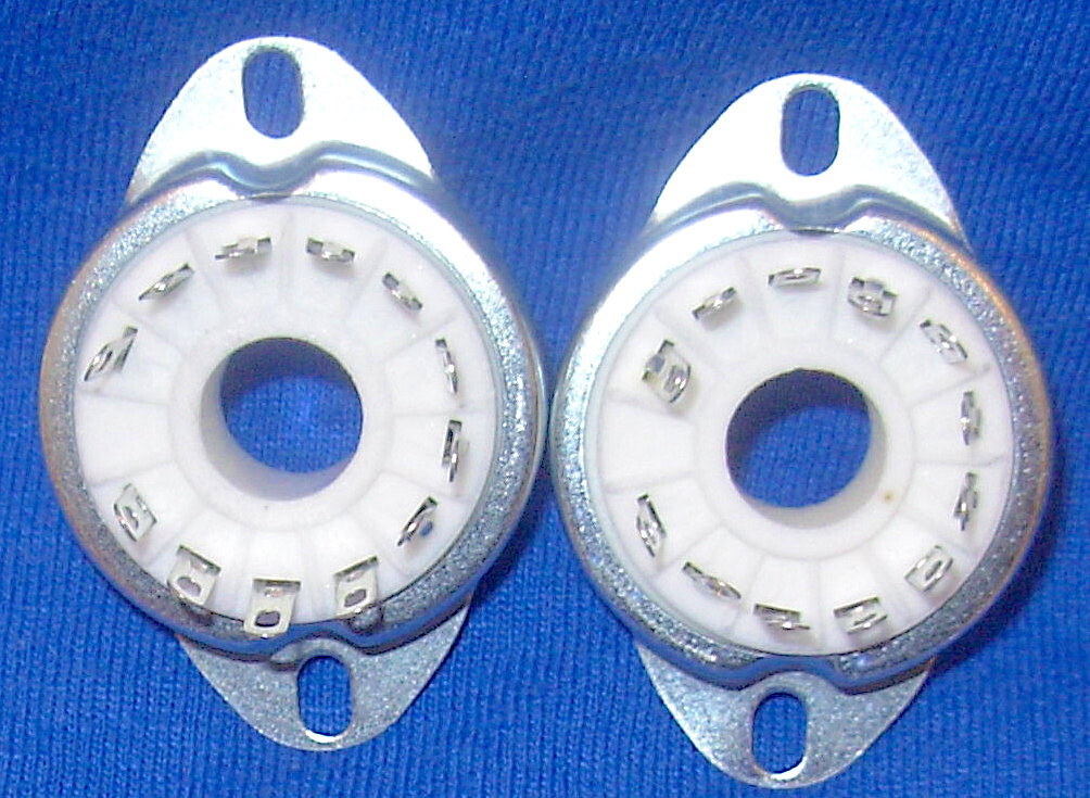 Pair New Ceramic 12 Pin Compactron Tube Sockets for 6HF5, 6JS6, 6KD6, 6LF6, etc