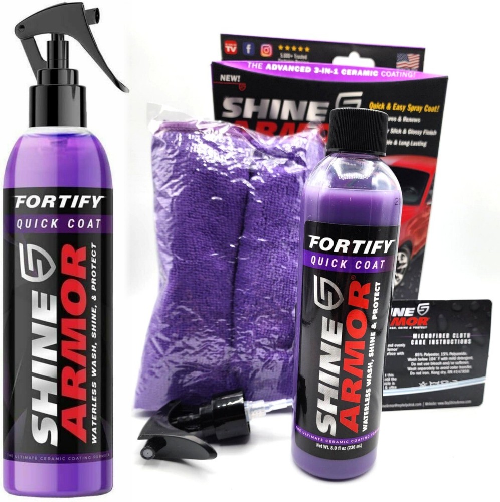 1 Kit-Shine Armor Fortify Quick Coat Ceramic Coating Spray &2 Microfiber Cloths