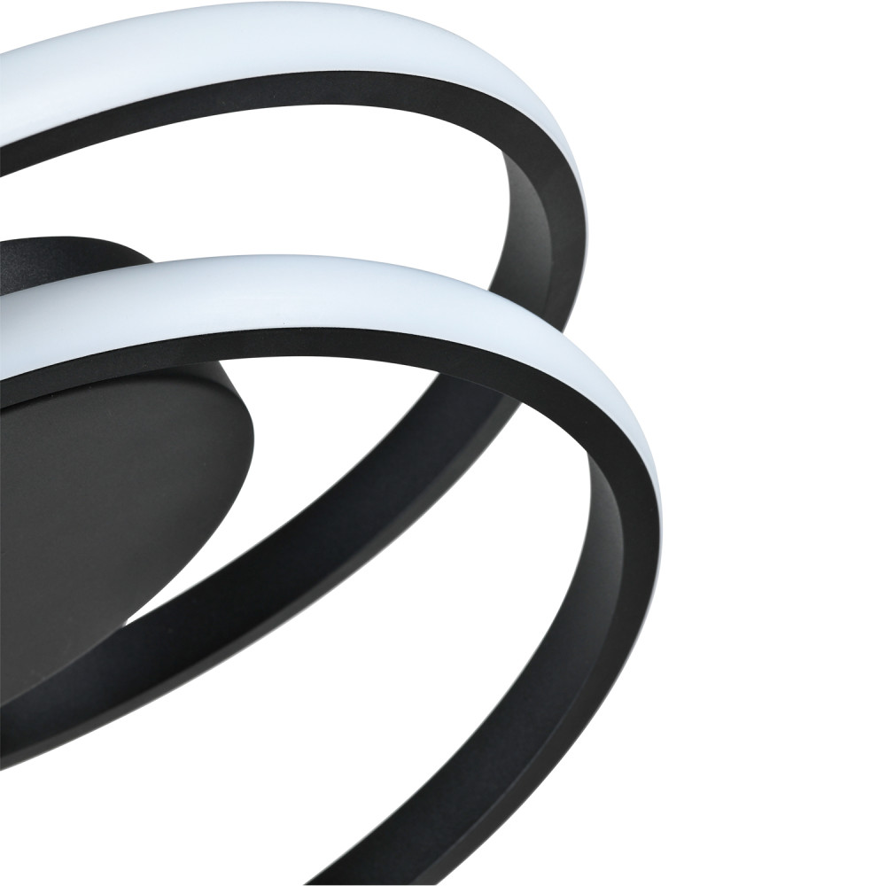 Modern Single Loop Strip Flush LED Powered Ceiling Light Fitting in Black San...