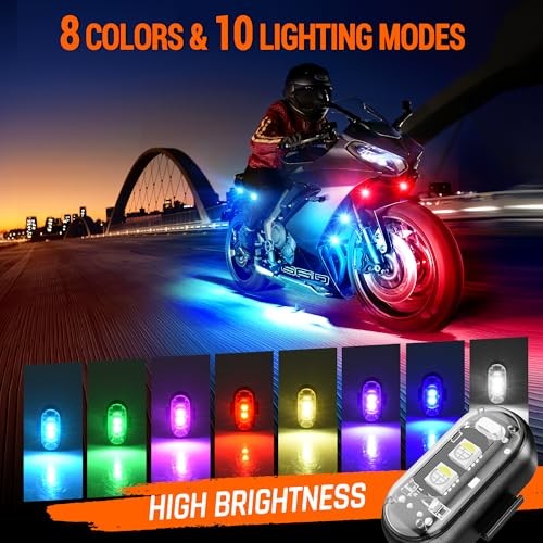 Wireless LED Strobe Lights Remote Control, 8 Colors USB Charing 8pods