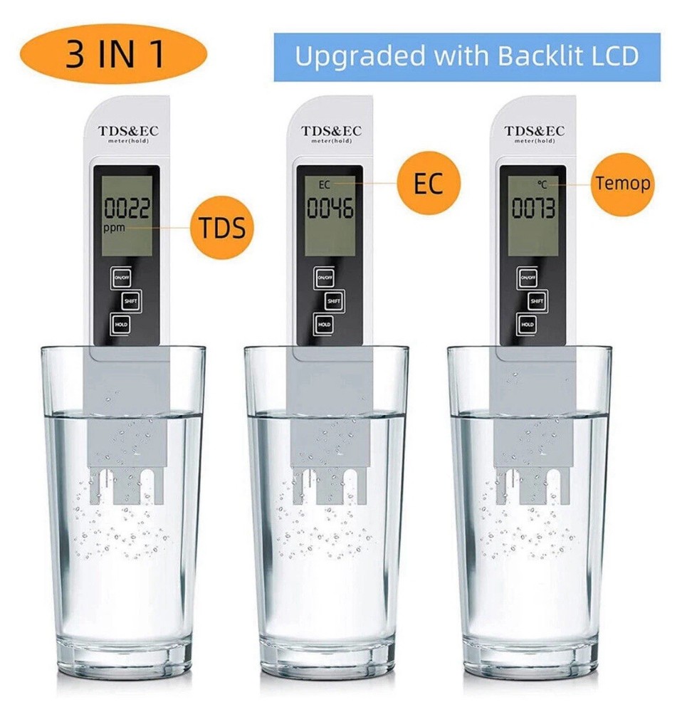 2 Pc TDS Meter Digital Tester Water Quality Testing Kit Drinking Water 0-9990ppm
