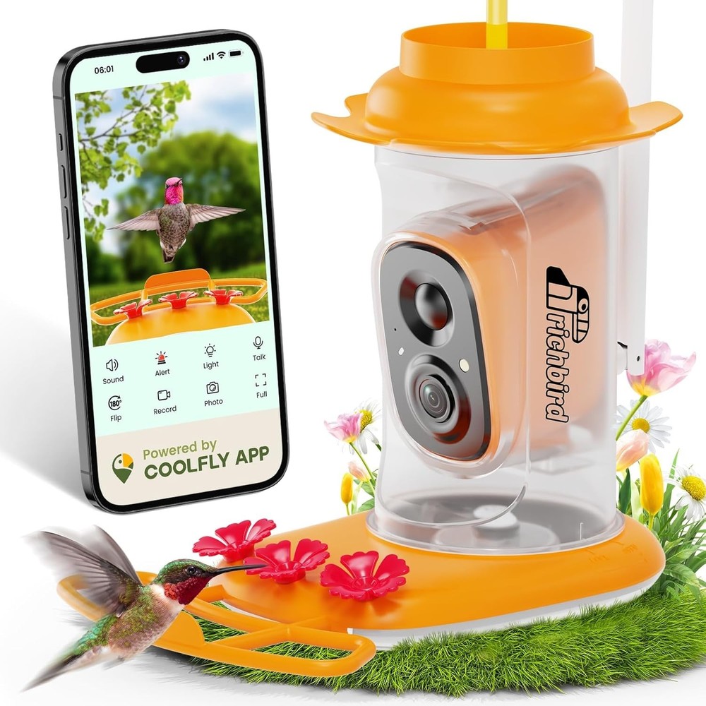 Smart Hummingbird Feeder with Camera Solar Powered, AI Identify, Instant Noti...