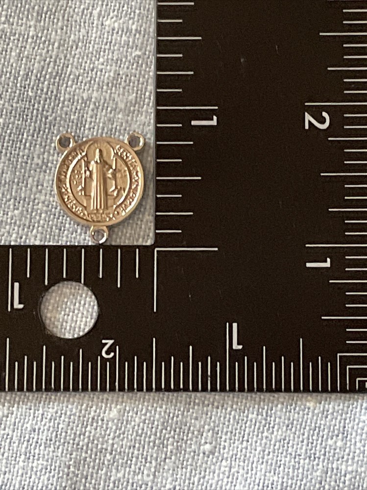 Saint Benedict Rosary Set Crucifix, Center & Pater Set 8 Pcs Silver Tone