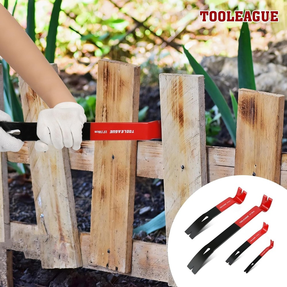 4Pcs Flat Pry Bar Set Heavy Duty Nail Puller Woodworking Tools, Prying, Scraping