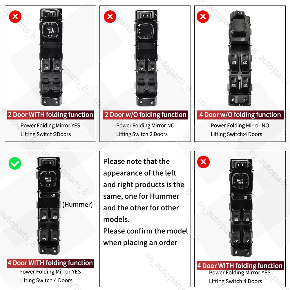 15883429 Driver Side Master Power Window Control Switch For Hummer H2 2003-2007