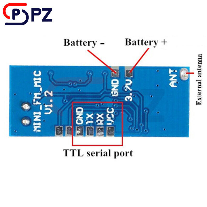 FM Wireless Microphone Transmitter Module 76-108MHz 100mW Adjustable Sensitivity