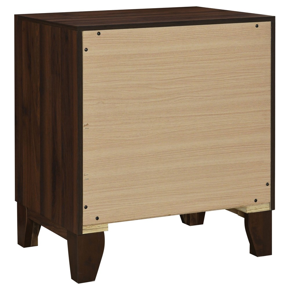 Walnut 2-Drawer Nightstand, Solid Wood Bedside Table, Modern Storage Cabinet