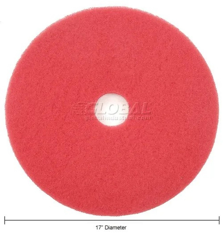 Global Industrial? 17" Buffing Pad, Red, 5 Per Case