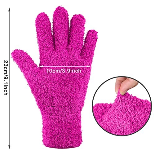 6 Pairs Microfiber Dusting Gloves, Dusting Cleaning Gloves Medium Bright Color