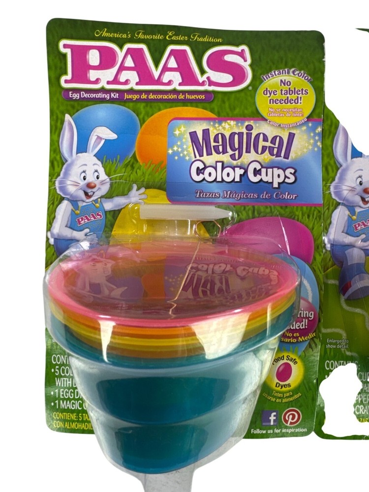 2 PAAS Magical Color Cups Egg Decorating Kit