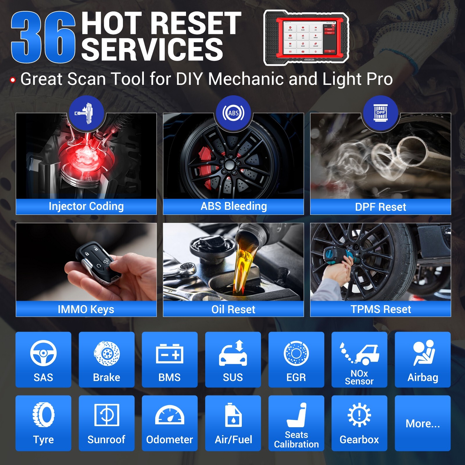 KINGBOLEN K7 Car OBD2 Scanner Full System Diagnostic Key Coding Bidirectional