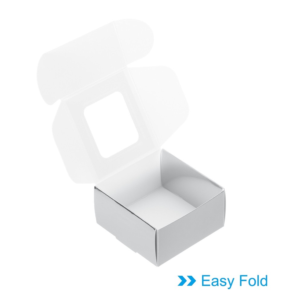 3"x3"x1.5" Paper Soap Box with Window, 30 Pack Square Boxes, Silver