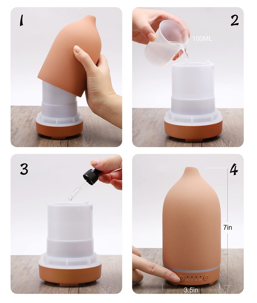 Essential Oils for Diffusers Home,Ceramic Diffuser Pottery Red