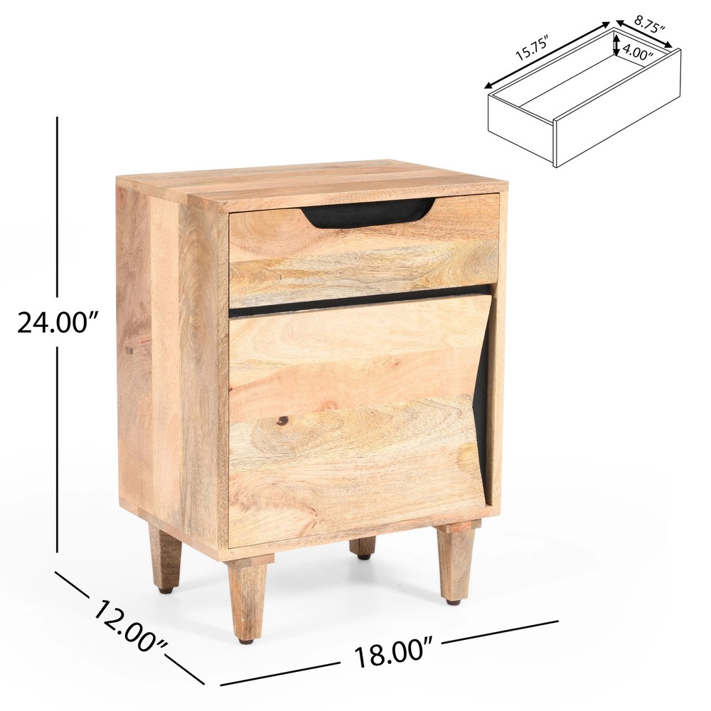 Christopher Knight Home - Avery Modern Natural Solid Wood Nightstand with...