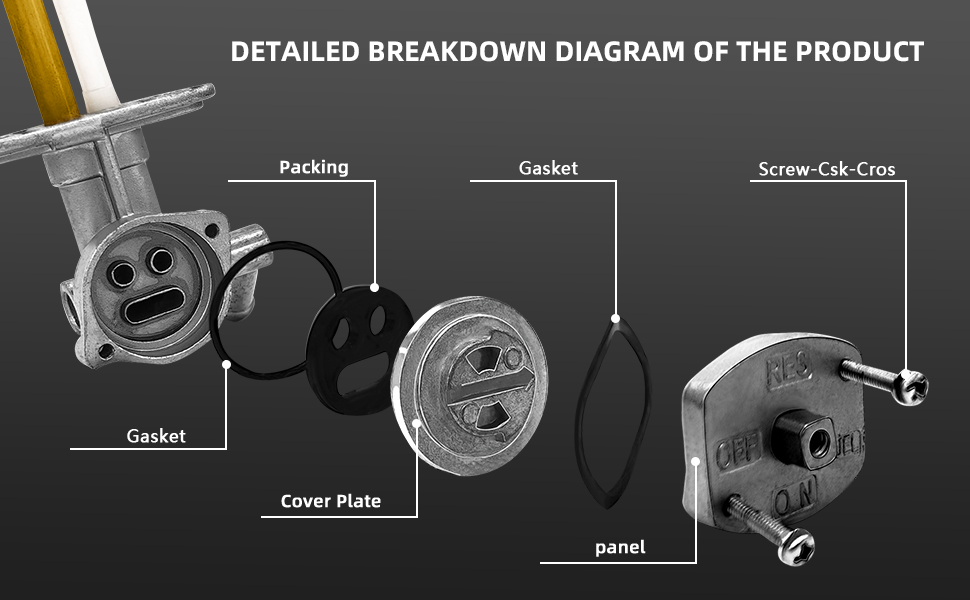 Fuel Valve Petcock & Lever Screw For Kawasaki Prairie 360 KVF360 2003-2013