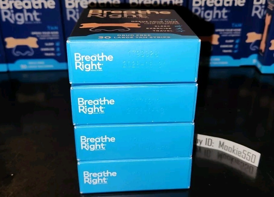 EXP 04/2028+ (120ct) 4 Box 30ea Breathe Right ORIGINAL LARGE TAN Nasal Strips