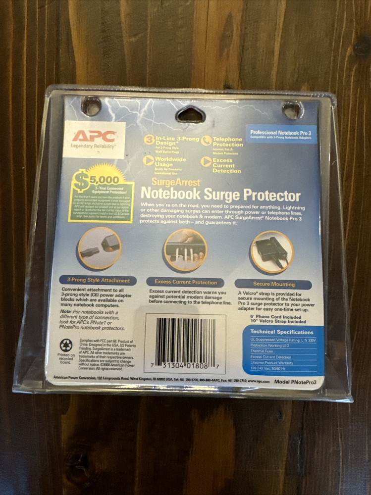 APC Notebook Laptop Power Surge Protector PNOTE PRO3 Mobile 3-Prong Portable
