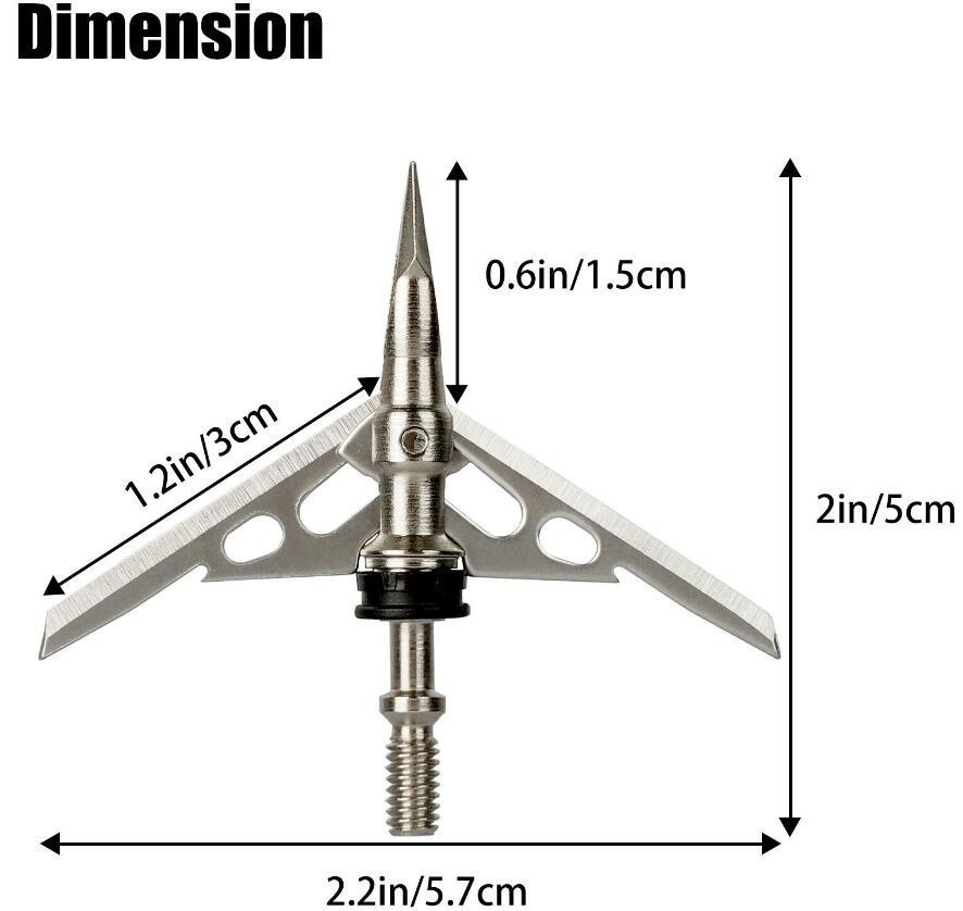 12pcs Rage Hypodermic Trypan 2 Blade 100 Grain Cut Dia Expandable broadheads