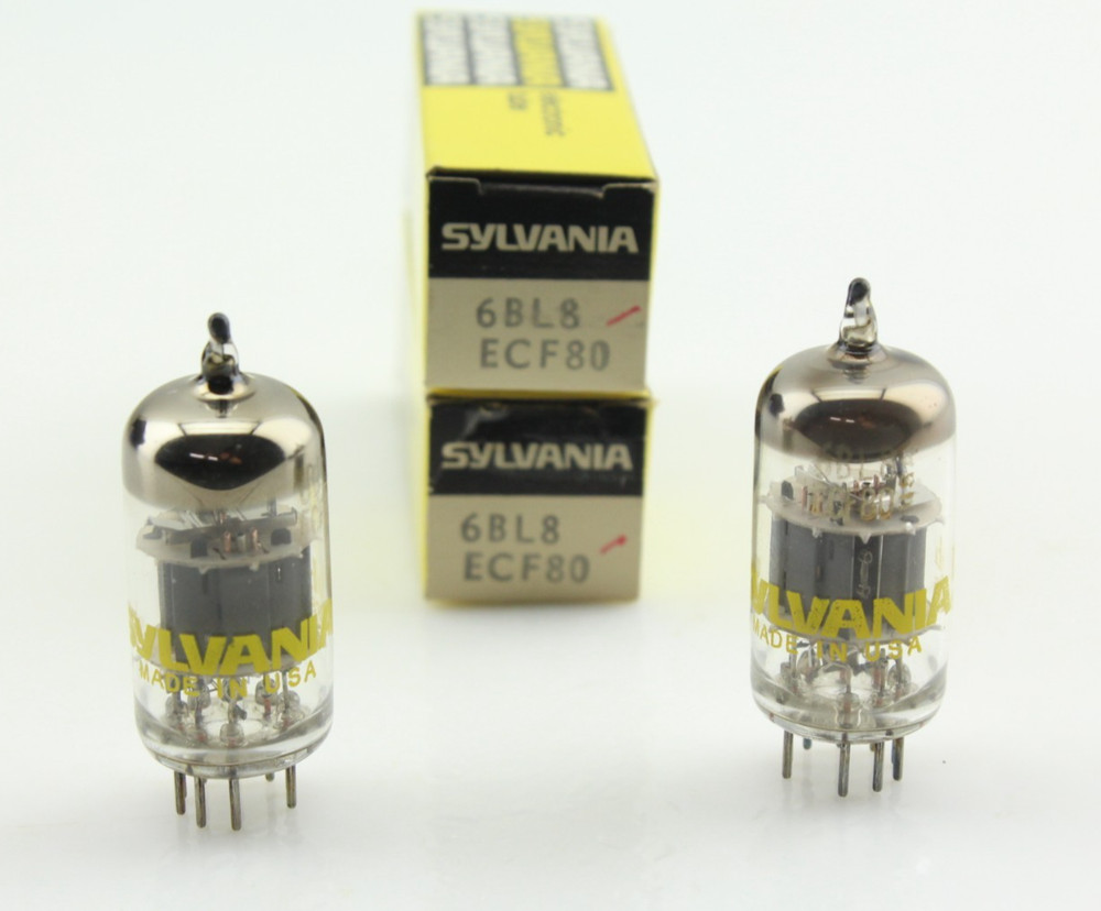 SYLVANIA 6BL8 ECF80 Matched Pair & Date Codes Grey Plates 0 Getter NOS USA Tubes
