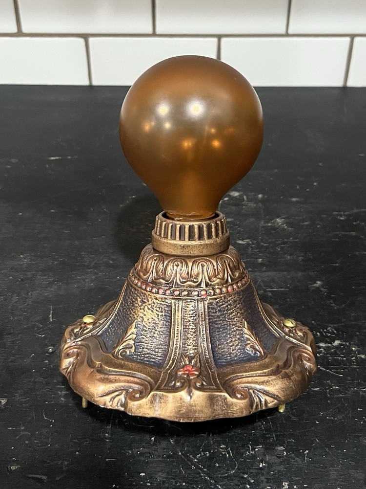 Antique Polychrome Finish Single Socket Flush Mount Fixture Rewired 57H